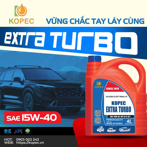 Read more about the article KOPEC EXTRA TURBO (SAE 15W-40, API CI-4-G2+) — Dầu động cơ diesel bền bỉ, vững chắc tay lái cùng bạn